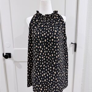 First Love Black Dress with Beige Spot Print